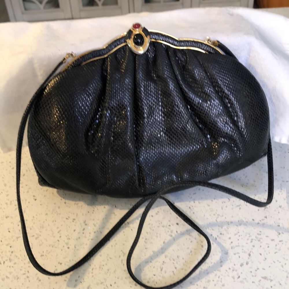 Vintage Judith Leiber reptile leather shoulder purse